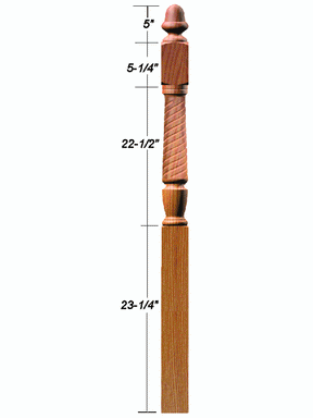 T-3042 Twist Acorn Top Starting Newel Post