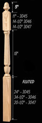 CH-3047F Fluted 58" Volute Acorn Top Newel Post