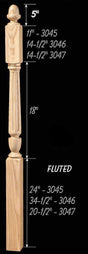 CH-3046F Fluted 72" Volute Acorn Top Newel Post