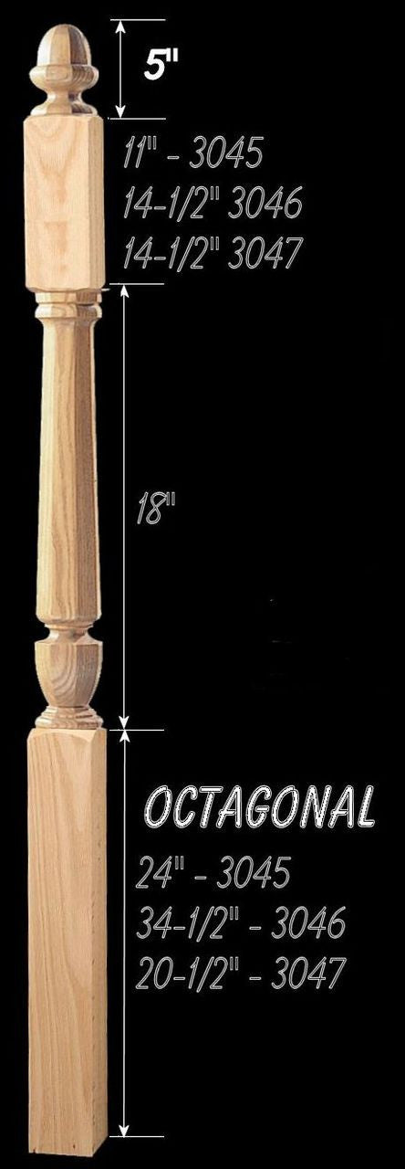 CH-3045O Octagon 56" 2nd Floor Landing Acorn Top Newel Post