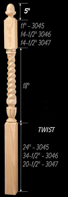 CH-3046T Twist 72" Winder Acorn Top Newel Post