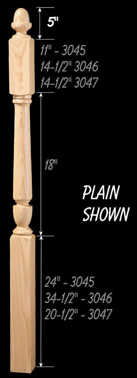 CH-3047 Plain 58" Intermediate Acorn Top Newel Post