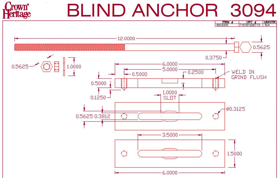 3094 Starting Newel Attachment Kit CADD Drawing