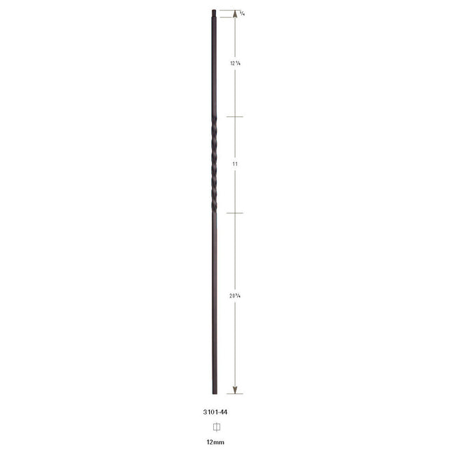 3101 1/2" x 44" Single Twist Hollow Stair Baluster