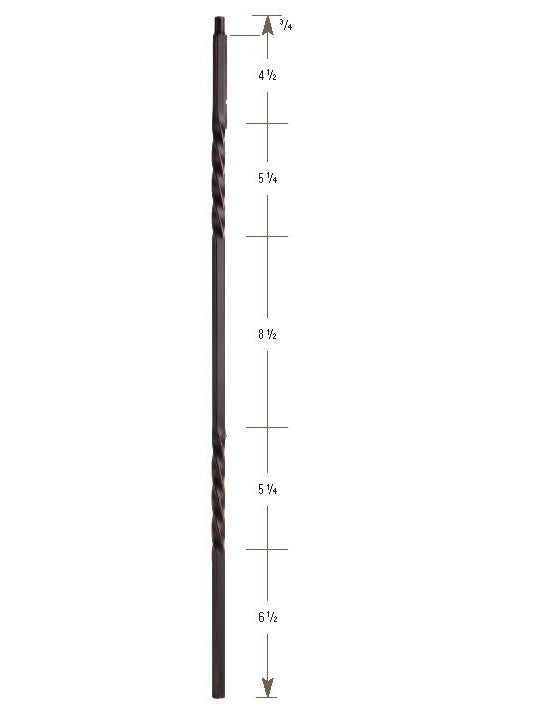 3102-30 30" Tubular Steel Double Twist Knee Wall Baluster