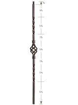 3121-30 30" Tubular Steel Single Basket Knee Wall Baluster