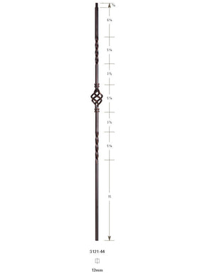 3121-44 44" Tubular Steel Single Basket Knee Wall Baluster 