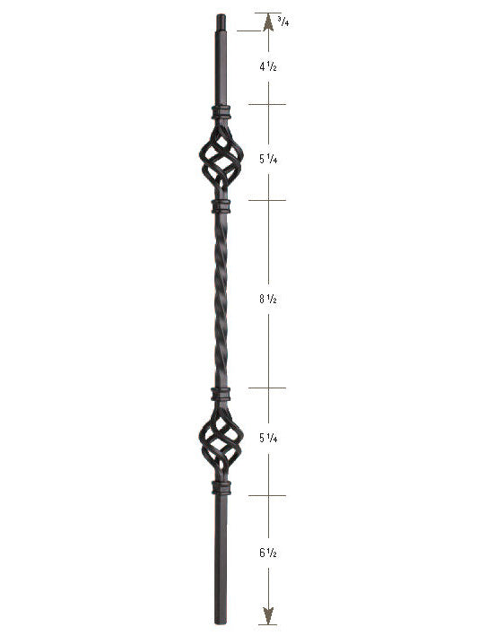 3122-30 30" Tubular Steel Double Basket Knee Wall Baluster