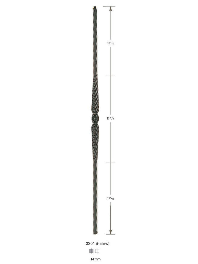 3201 Hammered Feathered Iron Baluster