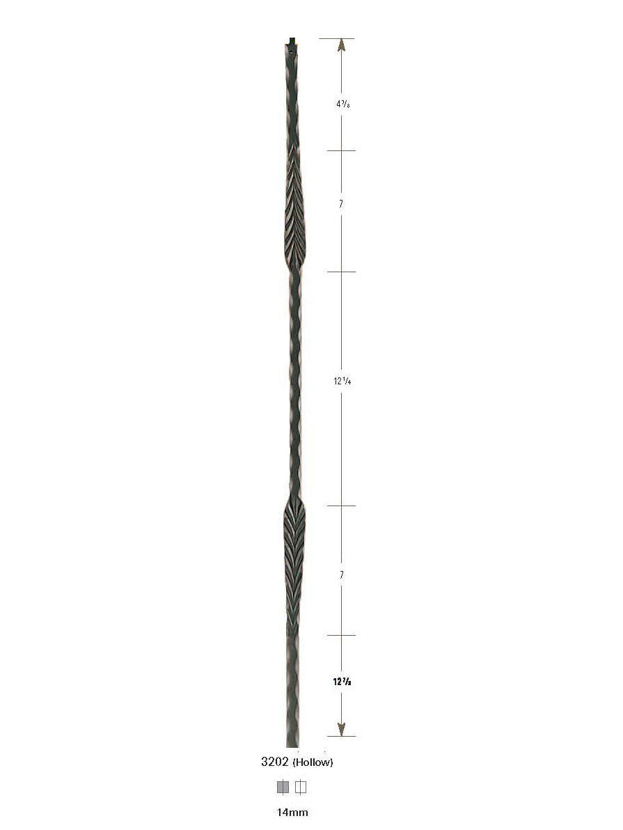 3202 Hollow Hammered Split Feather Iron Baluster