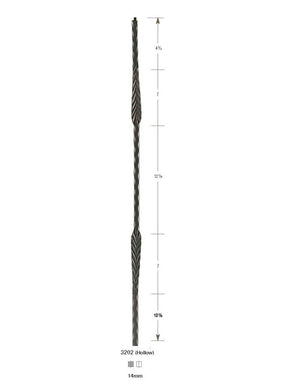 3202 Hollow Hammered Split Feather Iron Baluster