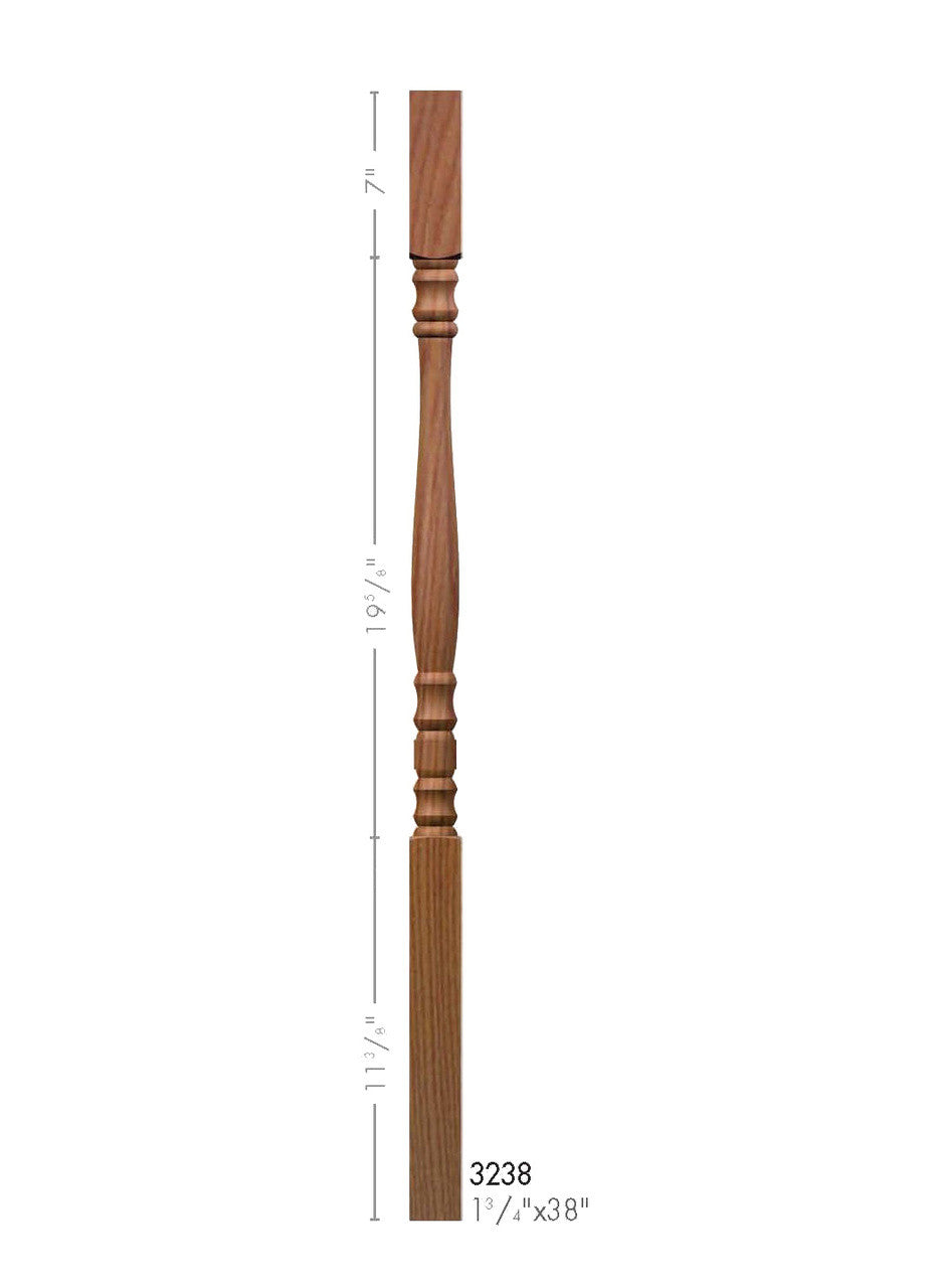 3238 38" Square Top Hampton Elegant Rise Baluster