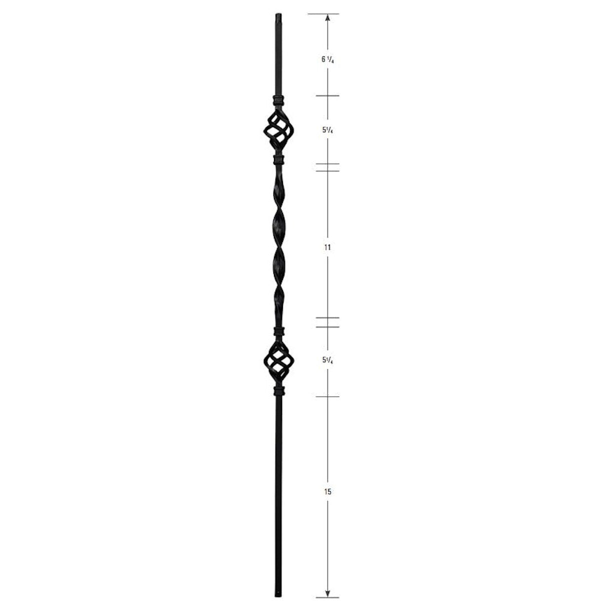 3322 Two Baskets and One Ribbon Hollow Stair Baluster, 12mm