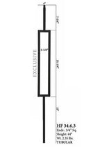 HF34.6.3 MEGA Single Rectangle Aalto Steel Baluster