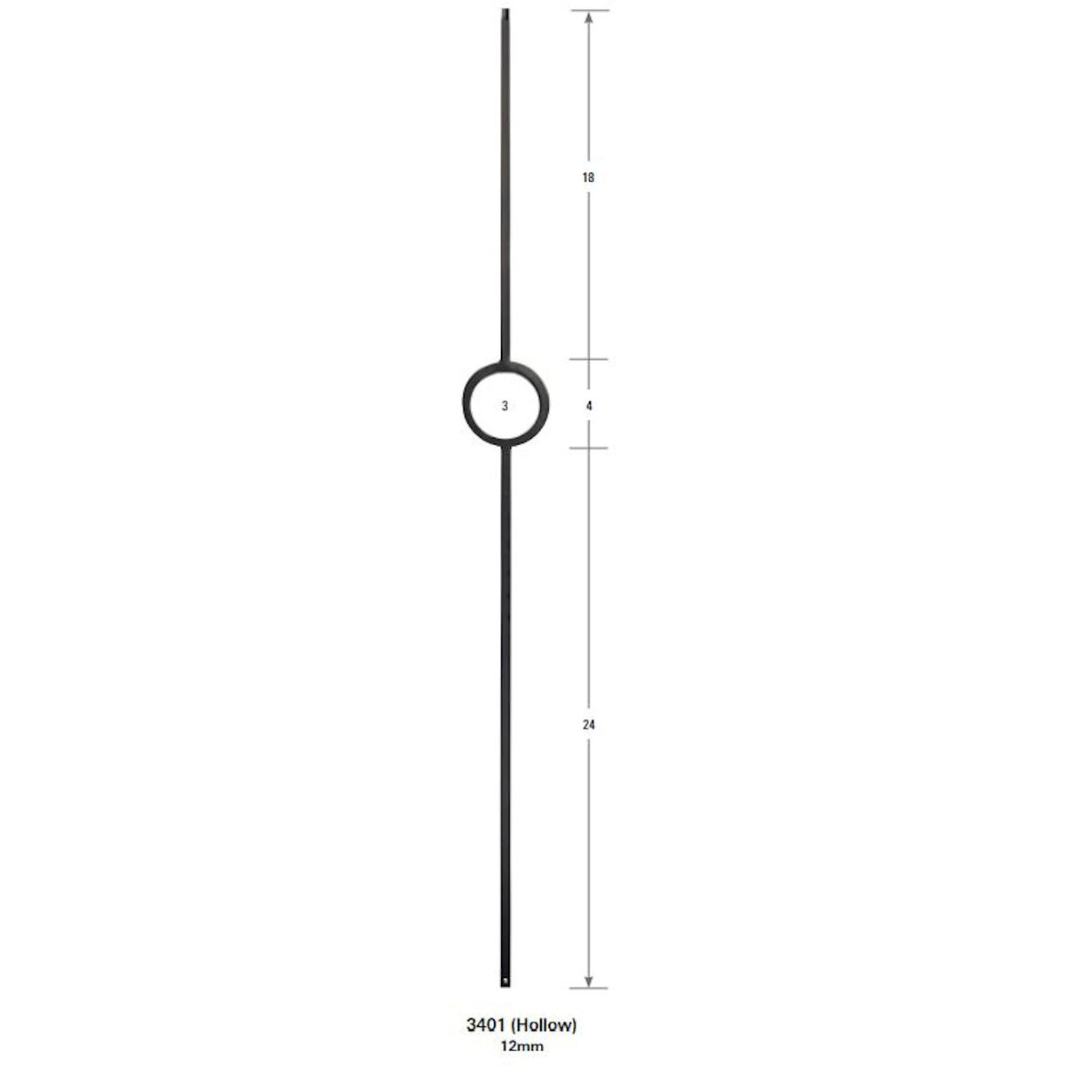 3401 Forma Single Ring Hollow 12mm Stair Baluster