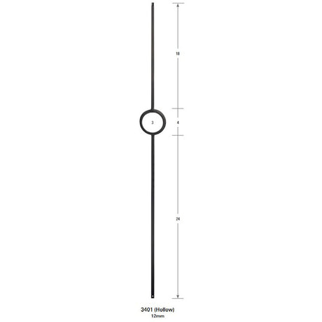 3401 Forma Single Ring Hollow 12mm Stair Baluster