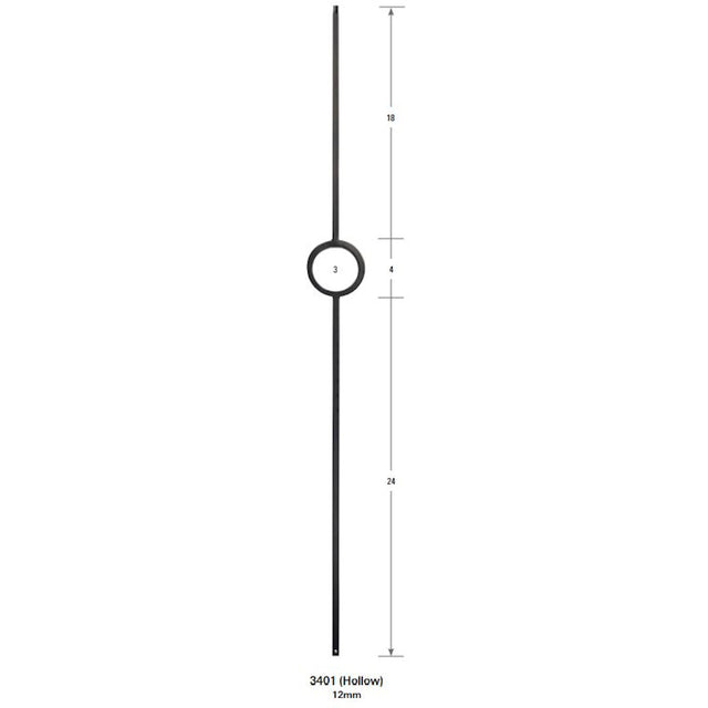 3401 Forma Single Ring Hollow 12mm Stair Baluster