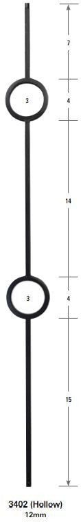 3402 Two Ring Tubular Steel Forma Baluster