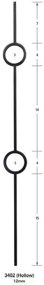3402 Two Ring Tubular Steel Forma Baluster