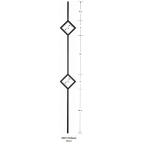 3407 Two Diamond Tubular Steel Forma Baluster 12mm