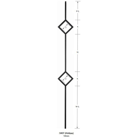 3407 Two Diamond Tubular Steel Forma Baluster 12mm