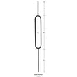 3408 Single Oval Hollow Stair Baluster 12mm