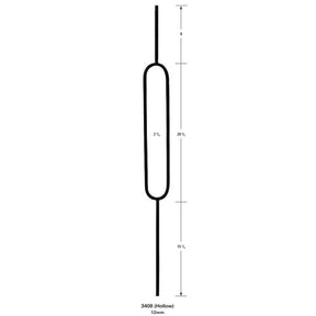 3408 Single Oval Hollow Stair Baluster 12mm