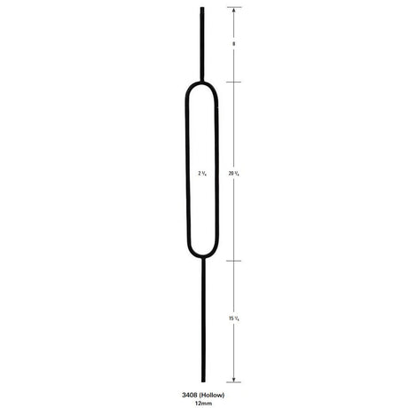 3408 Single Oval Hollow Stair Baluster 12mm