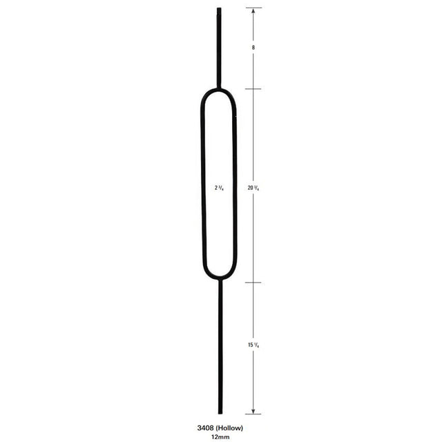 3408 Single Oval Hollow Stair Baluster 12mm