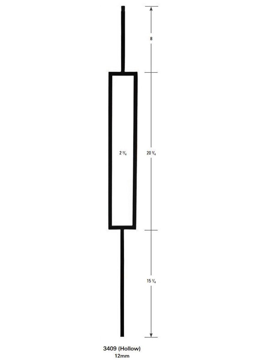 3409 Rectangle Baluster, Satin Black