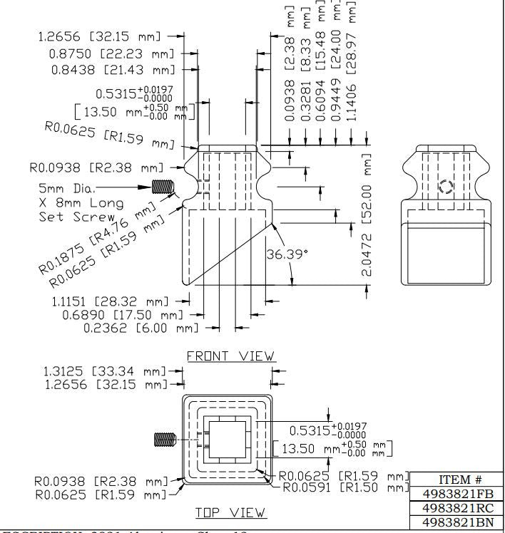 3821 12mm Pitch Shoe, CADD Drawing