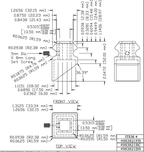 3821 12mm Pitch Shoe, CADD Drawing
