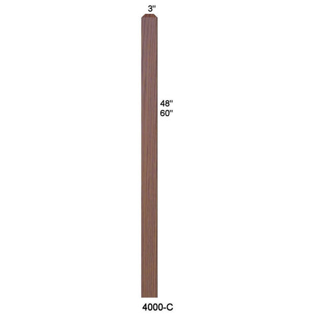 4000 60" S4S Newel with Chamfered Top Dimensional Information