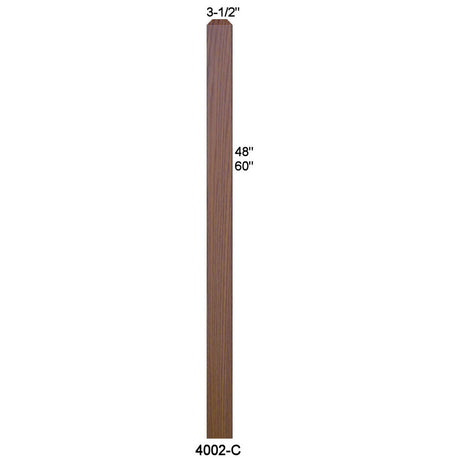 SP-4002 S4S Newel with Chamfered Top Dimensional Information