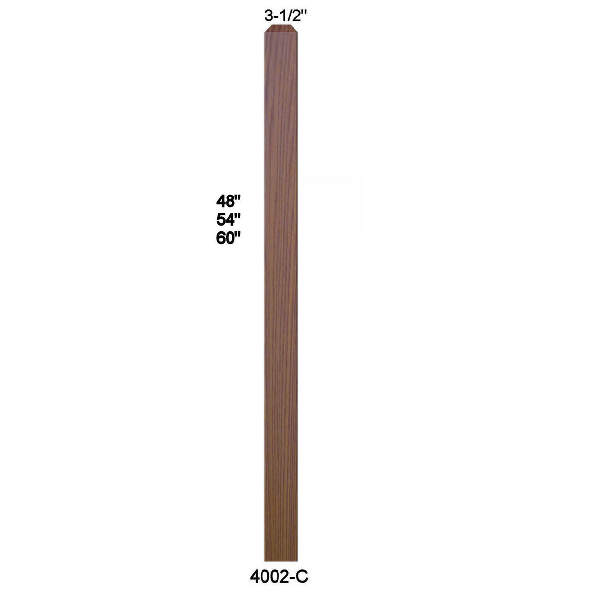 4002 54" S4S Newel with Chamfered Top