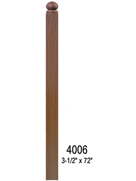 4006BT 72" Ball Top S4S Newel Post