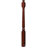 4040A 3" x 48"  or 4180 3-1/4" x 48" Mushroom Top Colonial Starting Newel Post, with Ball Top Option, Brazilian Cherry