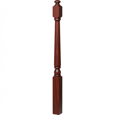 4040A 3" x 48"  or 4180 3-1/4" x 48" Mushroom Top Colonial Starting Newel Post, with Ball Top Option, Mahogany