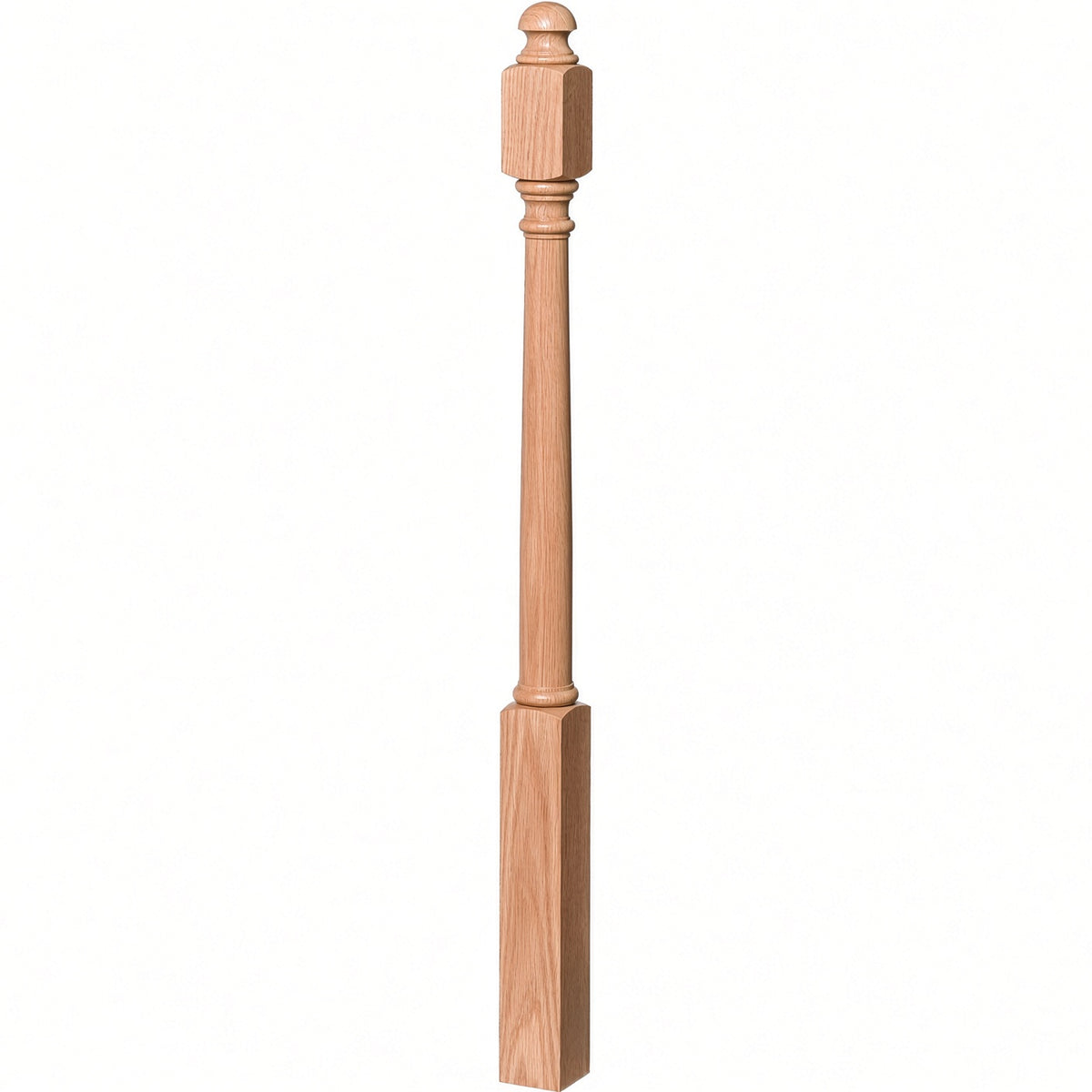4040B 3" x 48" Colonial Starting Newel Post, Red Oak