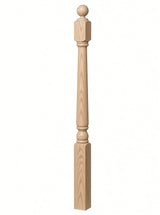 4040A 3" x 48" Ball Top Colonial Starting Newel Post, with Mushroom Top Option, Ash