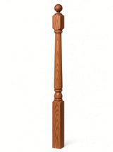 4040A 3" x 48" Ball Top Colonial Starting Newel Post, with Mushroom Top Option, Brazilian Cherry