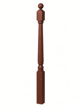 4040A 3" x 48" Ball Top Colonial Starting Newel Post, with Mushroom Top Option, Mahogany
