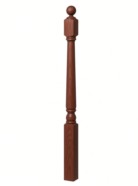 4040A 3" x 48" Ball Top Colonial Starting Newel Post, with Mushroom Top Option, Mahogany