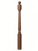 4040A 3" x 48" Ball Top Colonial Starting Newel Post, with Mushroom Top Option, Walnut