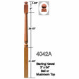 4042A Colonial Starting Newel Post Dimensional Information
