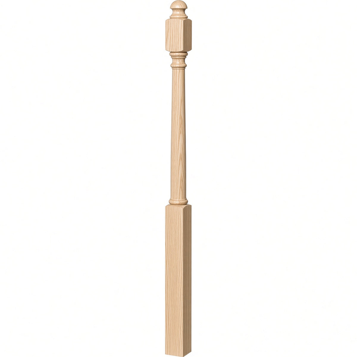 4042B 3" x 54" Sarting Mushroom Top or Ball Top Colonial Newel Post, Ash