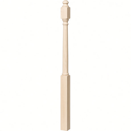4042B 3" x 54" Sarting Mushroom Top or Ball Top Colonial Newel Post, Hard Maple