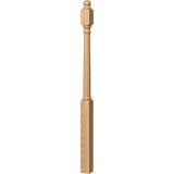 4042B 3" x 54" Sarting Mushroom Top or Ball Top Colonial Newel Post, Hickory