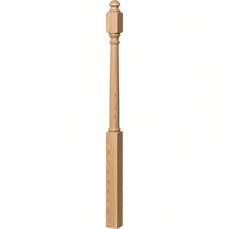 4042B 3" x 54" Sarting Mushroom Top or Ball Top Colonial Newel Post, Hickory
