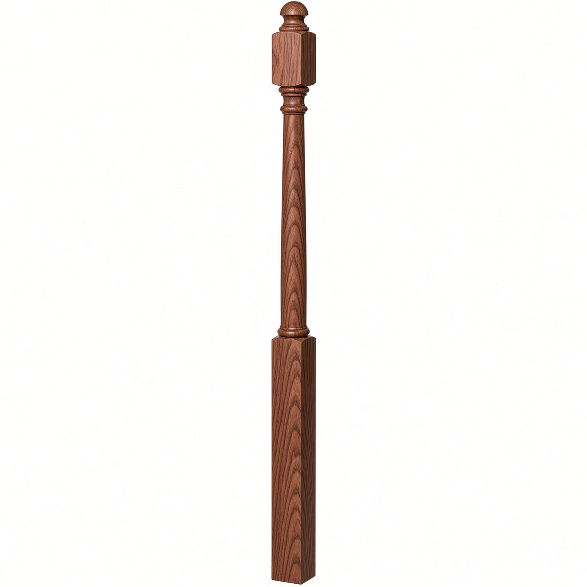 4042B 3" x 54" Sarting Mushroom Top or Ball Top Colonial Newel Post, Mahogany